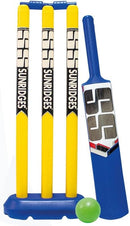SS Junior Plastic Cricket Set, (1 Bat, 3 Wickets, 1 Wicket Base, 2 Bails, 1 Ball) for Kids Age 4-7 Yrs