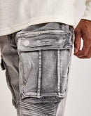 Smoke Rise Denim Moto Cargo Pants