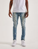Smoke Rise Slim Wave Effect Jeans