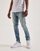 Smoke Rise Slim Wave Effect Jeans
