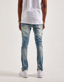 Smoke Rise Slim Wave Effect Jeans