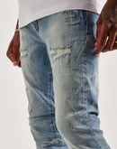 Smoke Rise Slim Wave Effect Jeans