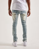 Smoke Rise Slim Wave Effect Jeans