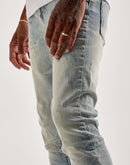 Smoke Rise Slim Wave Effect Jeans