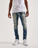 Smoke Rise Slim Wave Effect Jeans