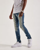 Smoke Rise Slim Wave Effect Jeans