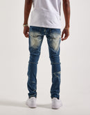 Smoke Rise Slim Wave Effect Jeans