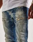 Smoke Rise Slim Wave Effect Jeans