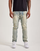 Smoke Rise Vintage Wash Distressed Slim Denim Jeans