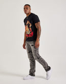 Smoke Rise Wave Effect Straight Denim Jeans
