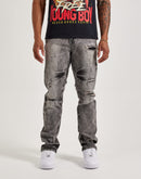 Smoke Rise Wave Effect Straight Denim Jeans