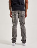 Smoke Rise Wave Effect Straight Denim Jeans
