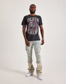 Smoke Rise Flame Rip & Repair Distressed Stacked Denim Jeans