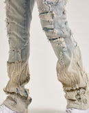 Smoke Rise Flame Rip & Repair Distressed Stacked Denim Jeans