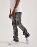 Smoke Rise Rhinestone Spider Stacked Denim Jeans