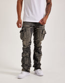 Smoke Rise Stacked Flare Cargo Jeans