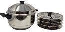 TABAKH Stainless Steel Cooker w/ 4-Rack Idli Stand & Multi Purpose Steamer Plate, Makes 16 Idlis (Induction Friendly)
