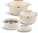TABAKH Fancy Insulated Casserole Hot Pot Hot Pack Food Warmer 3 Pieces Set, 2500ml+3500ml+5000ml