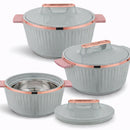 TABAKH Fancy Insulated Casserole Hot Pot Hot Pack Food Warmer 3 Pieces Set, 2500ml+3500ml+5000ml