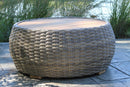 Outdoor Interiors, 36” Round Teak and Wicker Coffee Table