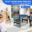 10-in-1 Combo Game Table Set With Table Tennis  Basketball  Soccer-Blue