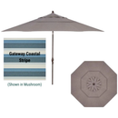 Treasure Garden, 11 Foot Double Vent Crank Lift Round Market Umbrella, Gateway Coastal Stripe on Bronze