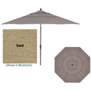 Treasure Garden, 11 Foot Double Vent Crank Lift Round Market Umbrella, Sand on Bronze