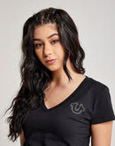 True Religion Crystal Logo V-Neck Tee