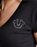 True Religion Crystal Logo V-Neck Tee