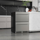 24 Inch Under Counter Dual Drawer Fridge With 37¨H-64¨H Temperature Range-Silver