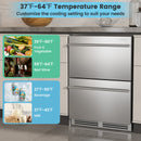 24 Inch Under Counter Dual Drawer Fridge With 37¨H-64¨H Temperature Range-Silver