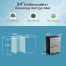 24 Inch Under Counter Dual Drawer Fridge With 37¨H-64¨H Temperature Range-Silver