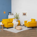 2 Pieces Upholstered Sofa Set With Removable Cushion Covers-Yellow