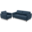 2 Pieces Upholstered Sofa Set With Removable Cushion Covers-Navy