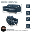 2 Pieces Upholstered Sofa Set With Removable Cushion Covers-Navy