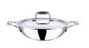 Vinod Platinum Triply Stainless Steel Deep Kadai with Lid - 28cm (3.7L) (Induction Friendly)