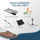 Soozier Inflatable Stand Up Paddle Board Ultra-Light Yoga SUP with Non-Slip Deck Pad, Premium Accessories, Waterproof Bag, Safety Leash and Hand Pump for Surfing, Brown