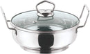 Vinod Induction Friendly Stainless Steel Kadai With Glass Lid 20cm 1.7 Liters