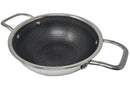 Vinod Nutri-Tech SAS Triply Stainless Steel Honeycomb Stick Free Kadai with Lid 2.4 Liter/22cm (Induction Friendly)