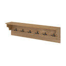 Wall Hooks With Shelf 31.5inch Wooden Coat Rack With 6 Hooks for Hats Towels Purses Robes-Natural