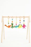 Montessori Baby Gym & Hanging Toys Set | Wooden Play Gym for Babies