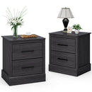 Wood Compact Floor Nightstand With Storage Drawers-Dark Gray