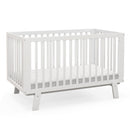 Rubber Wood Baby Crib With Adjustable Mattress Heights and Guardrails-White