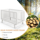 Rubber Wood Baby Crib With Adjustable Mattress Heights and Guardrails-White