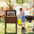 Wooden Patio Cooler With 3 Handles and Bottle Opener-Brown