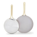Stainless Steel and Ceramic Nonstick Fry Pan Set - 10" and 12"