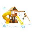 Castlewood Wooden Swing Set / Playset With Clubhouse, Mailbox, Slide and Play Kitchen - Yellow