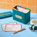 Metal Recipe Box with Blank Cards - Teal