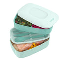 Stackable Lunch Box Container with Built-in Flatware - Aqua