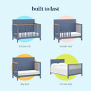 Shea 4-In-1 Convertible Crib - Cove Blue and Honey